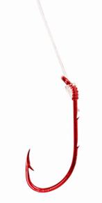 E.CLAW #8 SNELLED RED WORM HOOK (6)