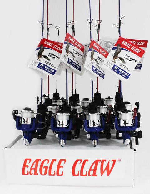 Eagle Claw ECDOCK1 Dock Rod Combo, 28-Inch PDQ, 12EA Set in Red, Blue, White