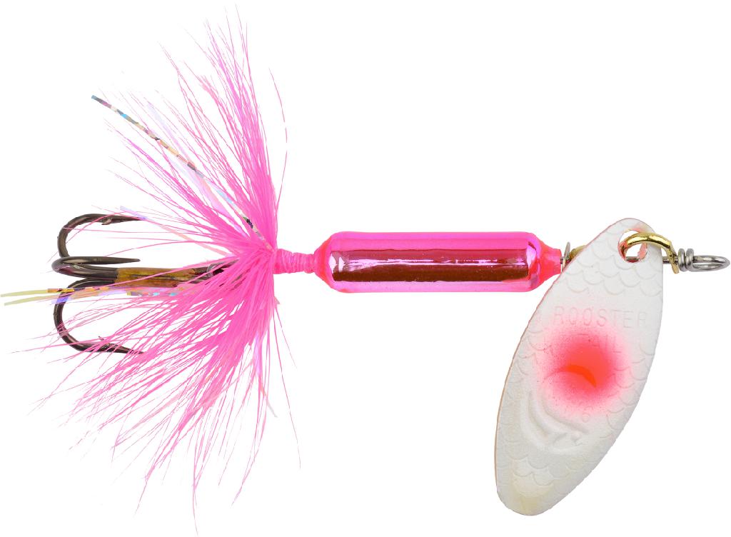 Y/BAIT 1oz ROOSTERTAIL  PL-RED DOT (Pearl Red Dot Candy Back)