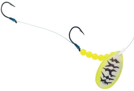YBAT WALLEYE ELITE #2 UV CHART TIGER (Size 2 Tandem Hook Lure)