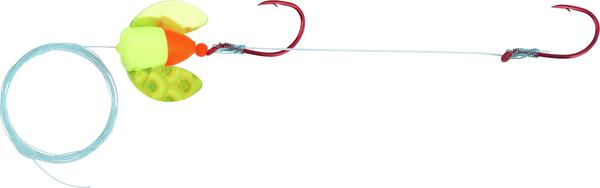 YBAT SPIN-GLO WALLEYE RIG #2 FLAME CHART MYLAR/CHART WING #8 HOOK