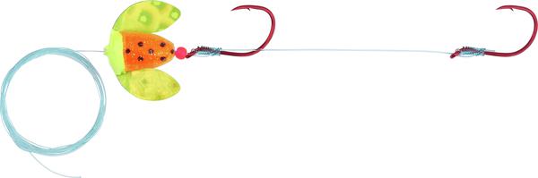 YBAT SPIN-GLO WALLEYE RIG #2 GL.FIRE TIG MYLAR/CHART WING #8 HOOK