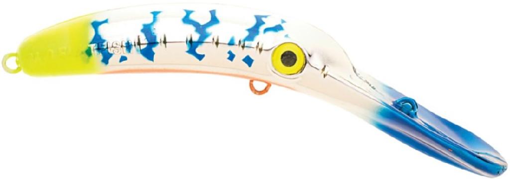YBAT MAG LIP 4.5'  FEEDER (met.sil/blue tiger & head chart tail)