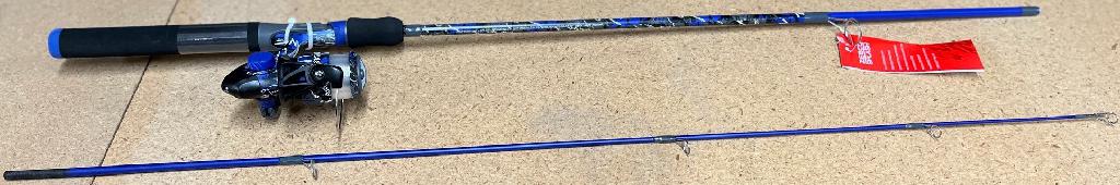 ZEBCO SPLASH SPIN COMBO 2PC 6'ML Z-BLUE 20sz Reel w/8# line Glass rod EVA Grip
