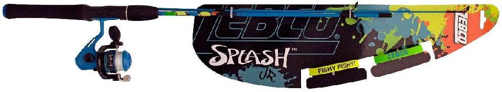 ZEBCO YOUTH SPLASH SPIN COMBO 4'UL BLUE ULsz Reel w/line 2PC Glass Rod w/EVA Hdl